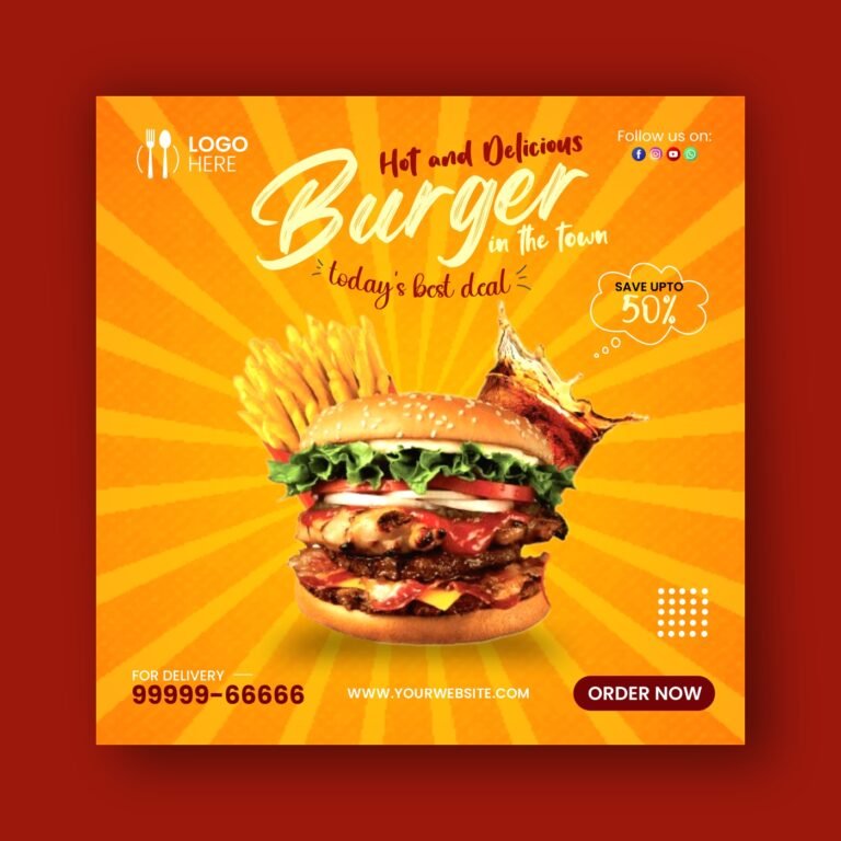 Burger Social Media Post CDR Design