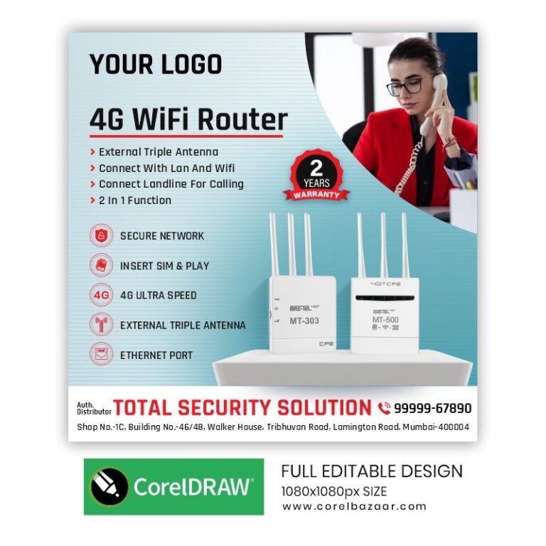 4G WiFi Router Post CorelDraw Design