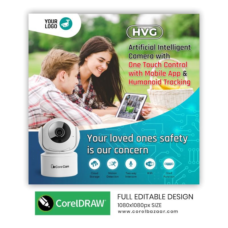 Camera CCTV Post CorelDraw Design Template