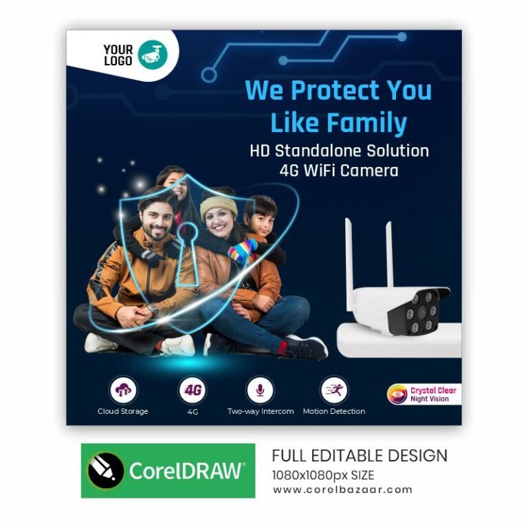 Wi-Fi CCTV Camera Post CorelDraw Design