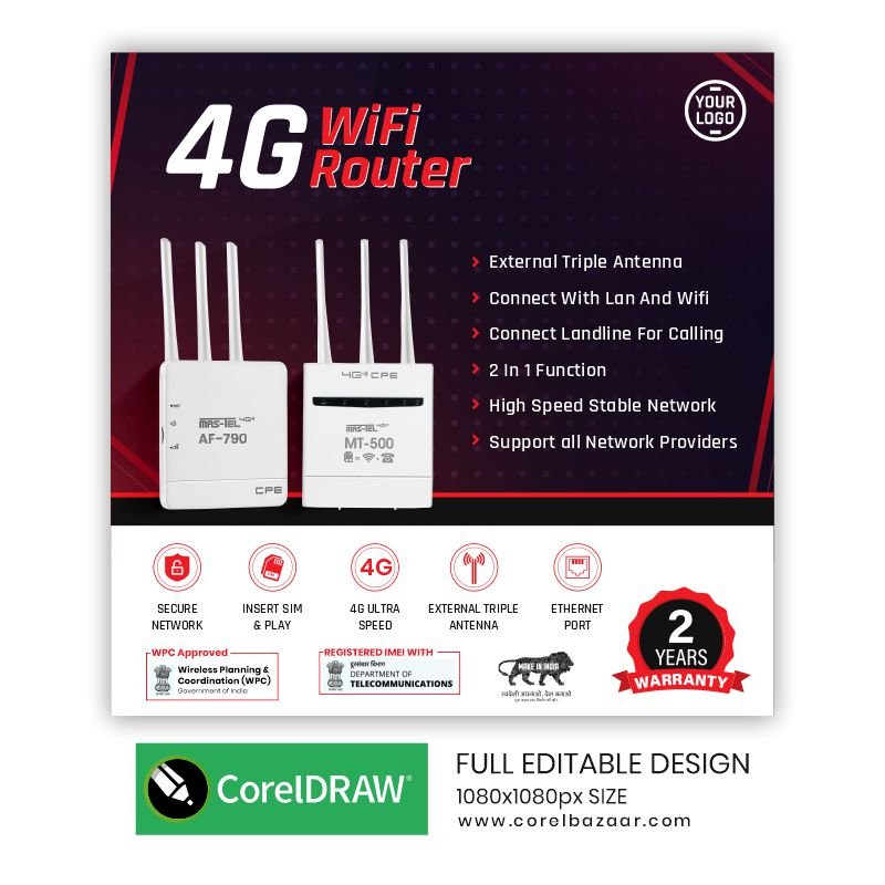 4g Router Post CorelDraw Design