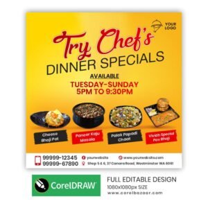 Restaurants Social Media Post CorelDraw Design