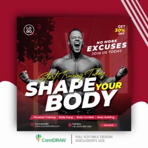 Gym fitness Post CorelDraw Design