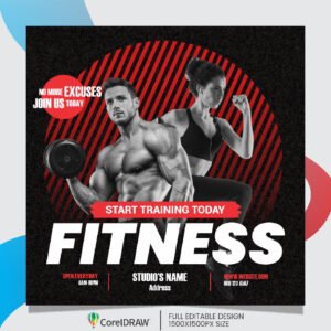 Gym Fitness Post Coreldraw Template