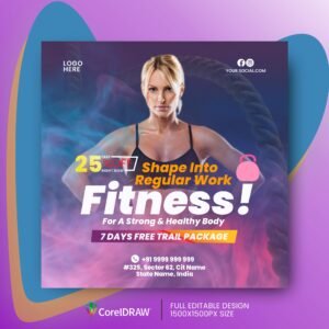 Gym Workout Post CorelDraw Design
