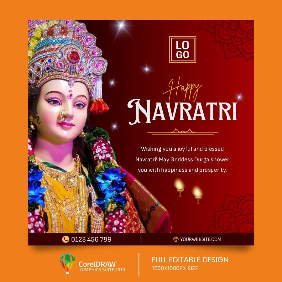 Black and White Illustrated Navratri Greeting Instagram Post