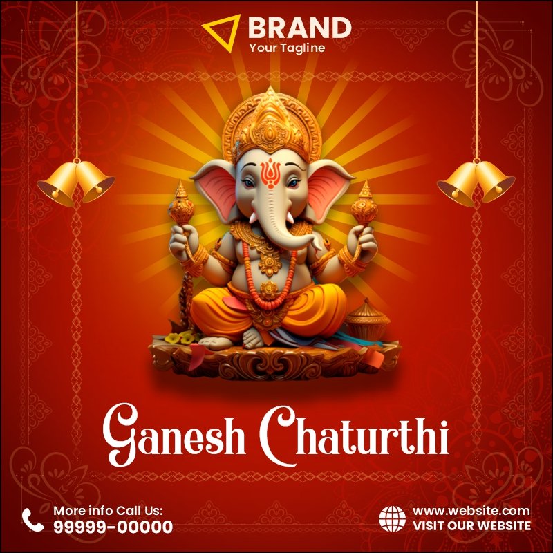 Ganesh Chaturthi Corel Design Template for Social Media